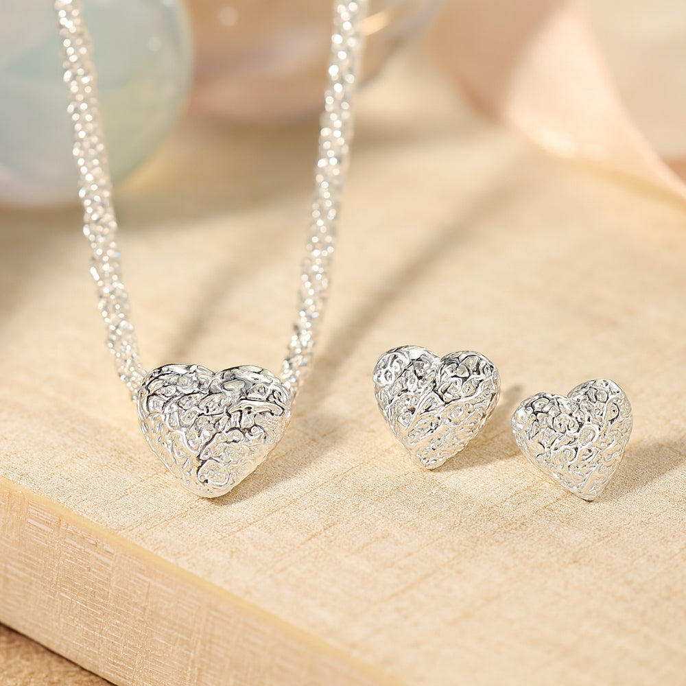 Schmuck Set aus 925er Sterling Silber, Crushed Heart