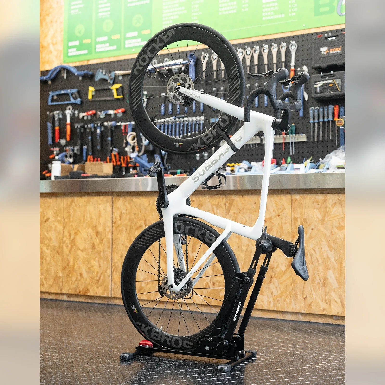 Fahrrad-Klappständer mit Doppelstreben aus Karbonstahl