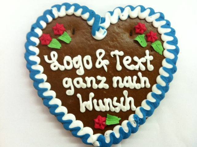Lebkuchenherz Wunschtext 22 x 23 cm |Lebkuchenherzen-Fabrik