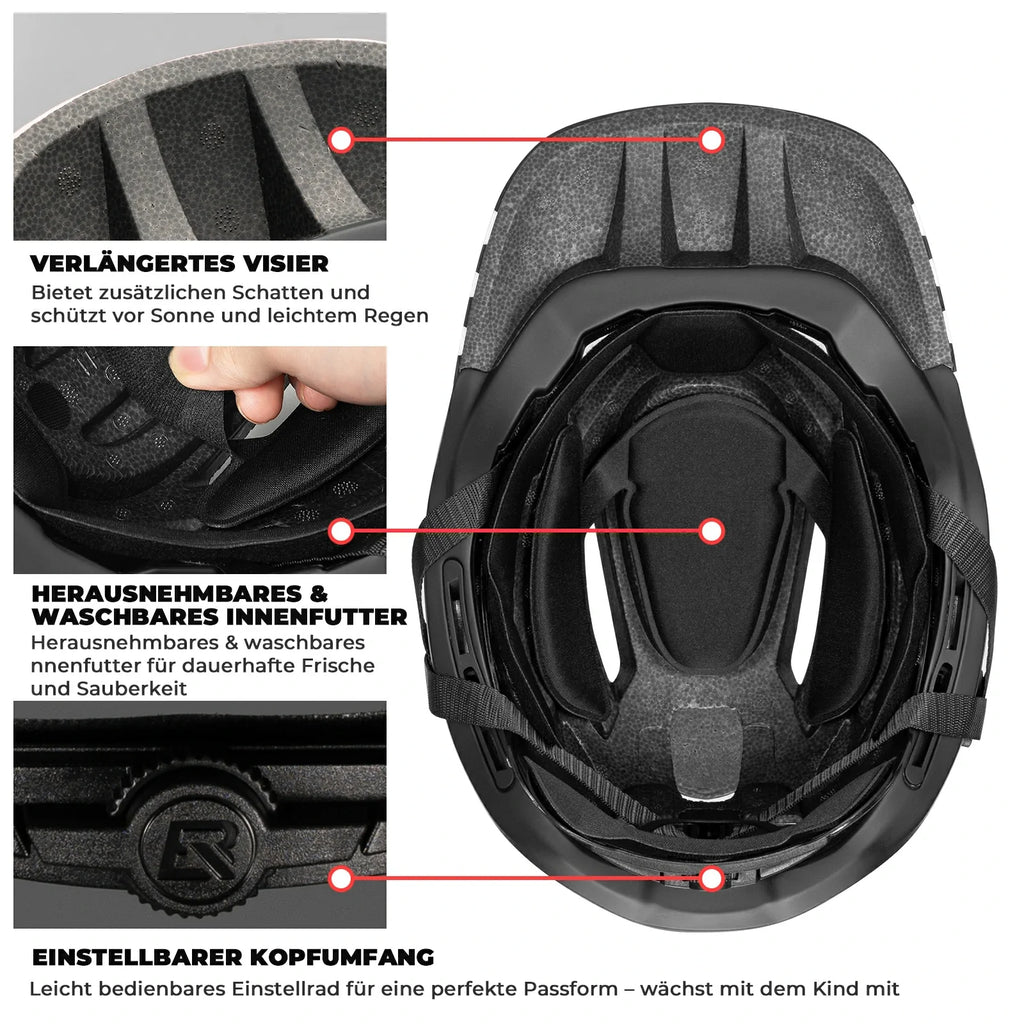 ROCKBROS Kinderhelm Cartoon Integralhelm mit abnehmbarem Kinnschutz