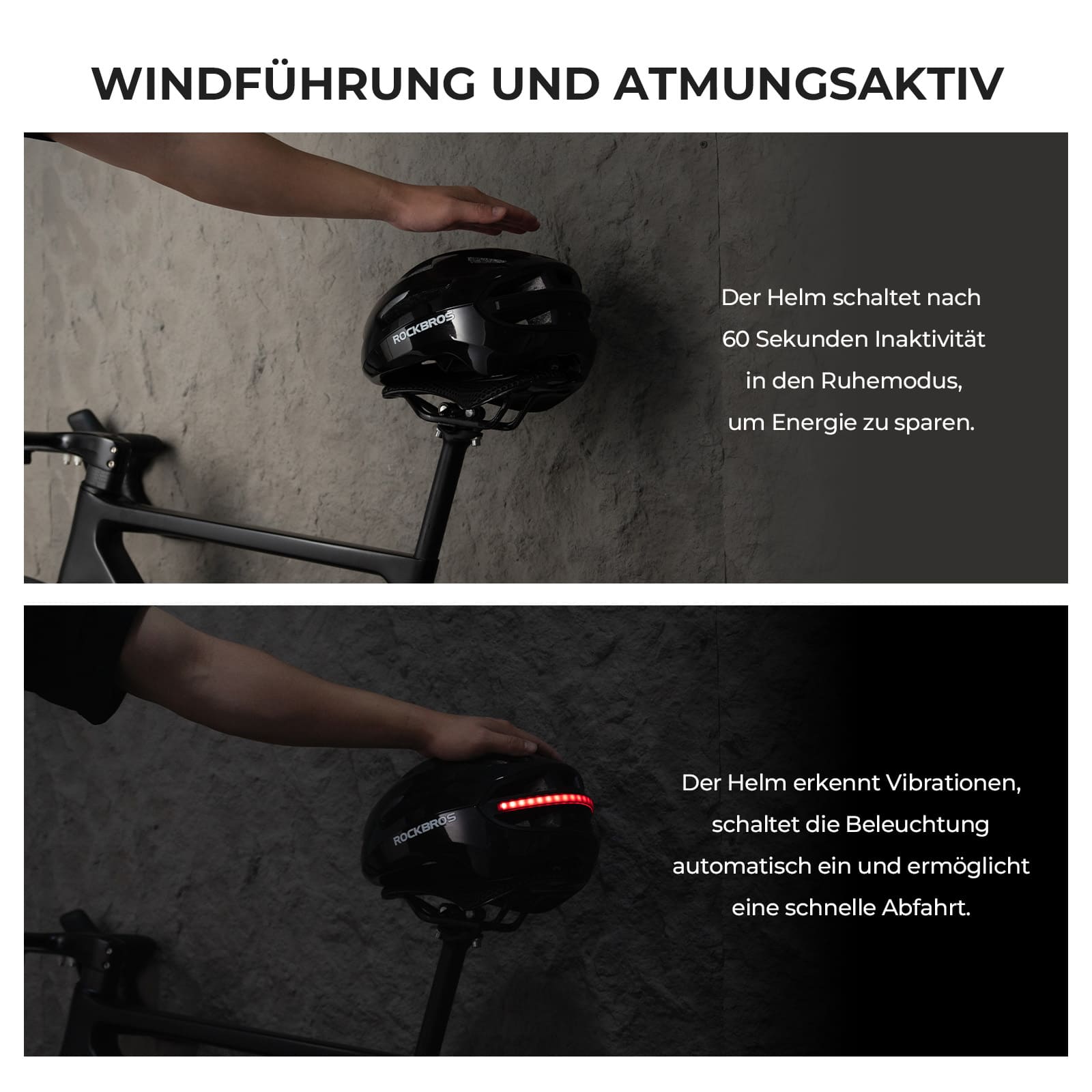 Fernsteuerbarer Smart Fahrradhelm mit Licht